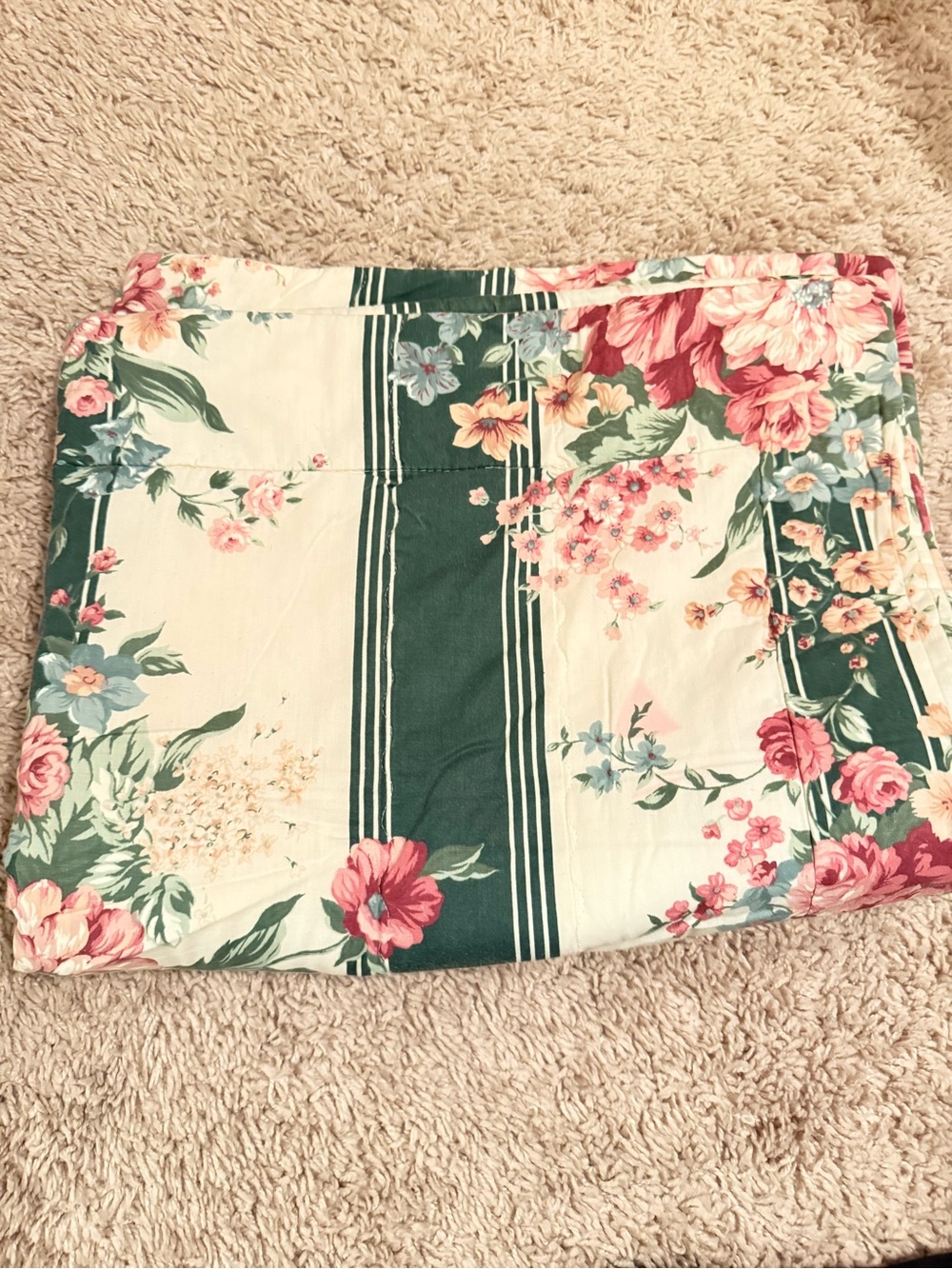 Croscill Floral Stripe Pillow Sham - Green & Pink ( set of 2)